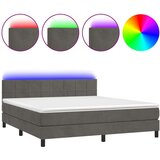  Krevet box spring s madracem LED tamnosivi 160x200 cm baršun | shoptok.hr