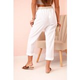 Kesi Włoski Women's linen cotton pants with a belt white | Shoptok.si