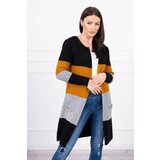 Kesi Cardigan sweater on straps black+mustard Cijene