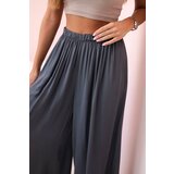 Kesi Włoski Women's wide trousers with elastic waistband graphite | shoptok.hr