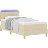  LED Box Spring Krevet s LED trakama Krema 100 x 200 cm tkanina | shoptok.hr