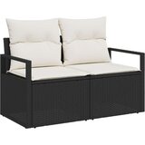 12 kom. vrtni sofa set s jastučićima crni poli ratan akacija dvosed vrtna sofa s prostorom za odlaganje i jastučićima crni poli | shoptok.hr