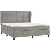  Box spring postelja z vzmetnico svetlo siva 160x200 cm žamet, (20902373) | Shoptok.si