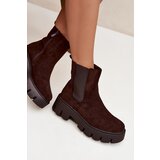 Boto Women's ankle boots with lining with zipper eco suede chocolate Fivienne | Shoptok.si