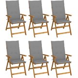  Sklopive stolice 6 kom s jastucima od punog bagremovog drveta Siva 120 x 50 x 3 cm | shoptok.hr