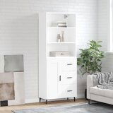 vidaXL Visoka omara bela 69,5x34x180 cm inženirski les | Shoptok.si