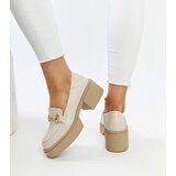 VINCEZA Beige eco-leather heeled shoes | Shoptok.si