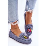 Boto Suede Loafers With Bow And Fringes Blue Dorine | Shoptok.si