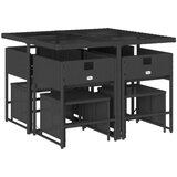 vidaXL 9-dijelni vrtni blagovaonski set s jastucima crni od poliratana | shoptok.hr