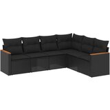  6-dijelni set vrtnih sofa s jastucima crni od poliratana | shoptok.hr