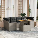 The Living Store Vrtna sedežna garnitura 7-delna z blazinami siv poli ratan - Vrtna Sedežna Garniture, (21481166) | Shoptok.si