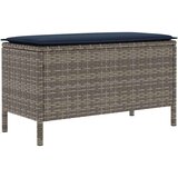  Vrtni otoman Siva i tamnoplava 80 x 38 x 42 cm PE ratan | shoptok.hr