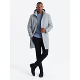 Ombre monochrome long men's hooded coat - grey melange