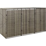vidaXL Trojna lopa za smetnjak siva 207x80x117 cm poli ratan Cene