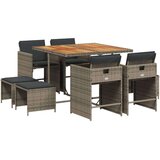 vidaXL 9-dijelni vrtni blagovaonski set sivi od poliratana | shoptok.hr