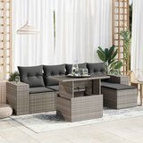 Maison Chic Seti vrtnega pohištva - Vrtna garnitura - Vrtni pohištvo set 6-delna z blazinami siv poli ratan, (21805613) | Shoptok.si