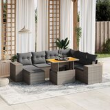 Maison Chic Seti vrtnega pohištva - Vrtna garnitura - Vrtni pohištvo set 8-delna z blazinami siv poli ratan, (21798008) | Shoptok.si