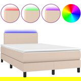 vidaXL Box spring postelja z vzmetnico LED kapučino 120x190 cm, (21111643) | Shoptok.si