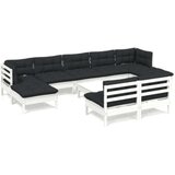  Vrtna sedežna garnitura 10-delna z blazinami bela borovina, (20760506) | Shoptok.si