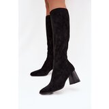 Boto Women's Block Heeled Boots with Stitching Black Celandine | Shoptok.si