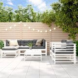 Maison Chic Seti vrtnega pohištva - Vrtna garnitura - Vrtni pohištvo set 7-delna bela trdna borovina, (21805202) | Shoptok.si
