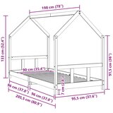  Okvir za dječji krevet bijeli 90 x 200 cm od masivne borovine | shoptok.hr