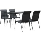  5-dijelni vrtni blagovaonski set crni od čelika i tekstilena | shoptok.hr