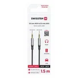 kabel audio AUX, stereo, platneni, 3.5mm-3.5mm, 1.5m, sre/crn