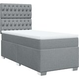 vidaXL Box spring postelja z vzmetnico svetlo siv 100x200 cm blago | Shoptok.si