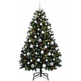  Umjetno božićno drvce zeleno s kuglicom 150 cm 150 LED lampica - Zelena s mraženim vrhovima Ø 80 x 150 cm s 150 LED dioda i bije | shoptok.hr