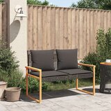  Vrtna klop z blazino črn poli ratan in akacijev les | Shoptok.si