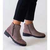 Gemre Brown ankle boots with metallic inserts eco-suede Branda Cijene