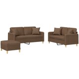 vidaXL 3-dijelni set sofa s jastucima smeđi od tkanine | shoptok.hr