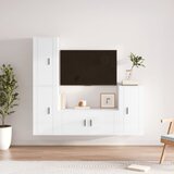 vidaXL Komplet TV omaric 4-delni visok sijaj bel inženirski les | Shoptok.si