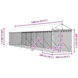  kavez za pse s krovom srebrni 2x14x2,5m pocinčani čelik | Eponuda.com