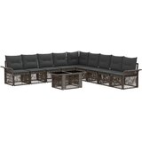  Sjedeća garnitura za vrt 10 kom. Siva i tamno siva poliratan 100 x 55 x 73 cm | Shoptok.si