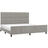  Posteljni okvir z vzglavjem svetlo siv 200x200 cm žamet, (20788093) | Shoptok.si