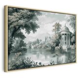  Slika - View of the Park and Lake Retro Vintage Landscape in Greens 60x40 U prirodnom drvenom okviru | shoptok.hr