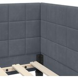 Kutni krevetni okvir s madracem s uzglavljem 2 kom. Siva Baršun - Tamno siva 90 x 200 cm | shoptok.hr