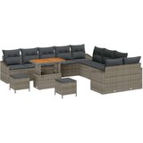 13 13-delni set zunanjih kavčev z blazinami siva poli ratan akacija | Shoptok.si