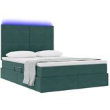  Krevet S LED lampica s pohranom Tamnozelena 140 x 190 cm Baršun | shoptok.hr