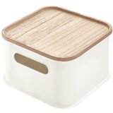 iDesign bijela kutija za pohranu s poklopcem od drveta paulovnije Eco Handled, 21,3 x 21,3 cm Cijene