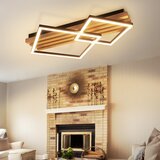 Nettlife zatemnilna lesena LED stropna svetilka, 55 cm, 36 W, kvadratna geometrijska zasnova, za spalnico in dnevno sobo, z daljinskim upravljalnikom, (5000491424) Cene
