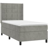 Box spring krevet s madracem svjetlosivi 90x190 cm baršunasti | shoptok.hr