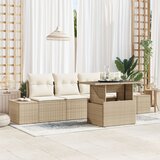 vidaXL 5-delni vrtni sofa set z blazinami bež poli ratan Cene