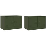 The Living Store TV omarica 2 kosa olivno zelena 67x39x44 cm jeklo - TV Omarica, (21624846) | Shoptok.si