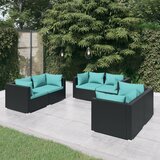Maison Chic Seti vrtnega pohištva - Vrtna garnitura - Vrtni pohištvo set 6-delna z blazinami poli ratan črna, (21804237) | Shoptok.si