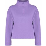 Trendyol Curve Purple Stand-Up Collar Zippered Thessaloniki Thin, Knitted Sweatshirt Cene