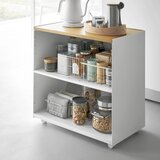 YAMAZAKI Bel kovinski regal na kole&amp;scaron;čkih 60x59x35 cm Tower &amp;ndash; Slike