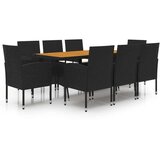  9-dijelni vrtni blagovaonski set od poliratana crni | shoptok.hr